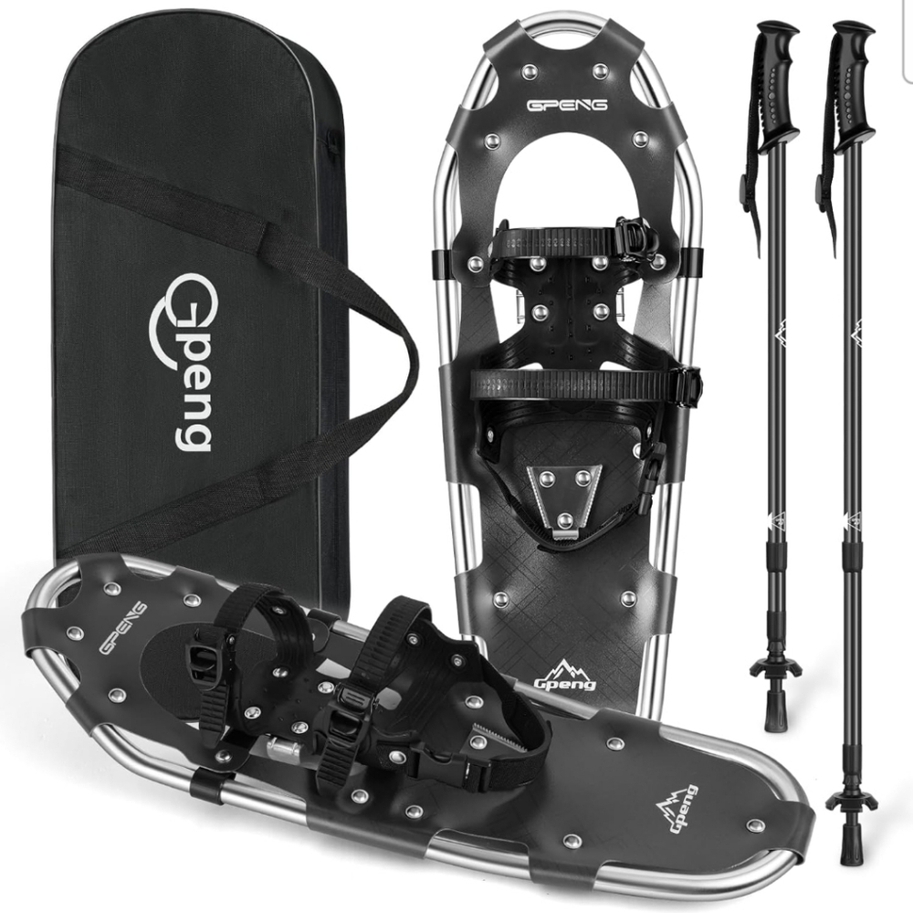 Gpeng Snowshoes adults LightWeight Aluminum withTrekking Poles&carry bag
